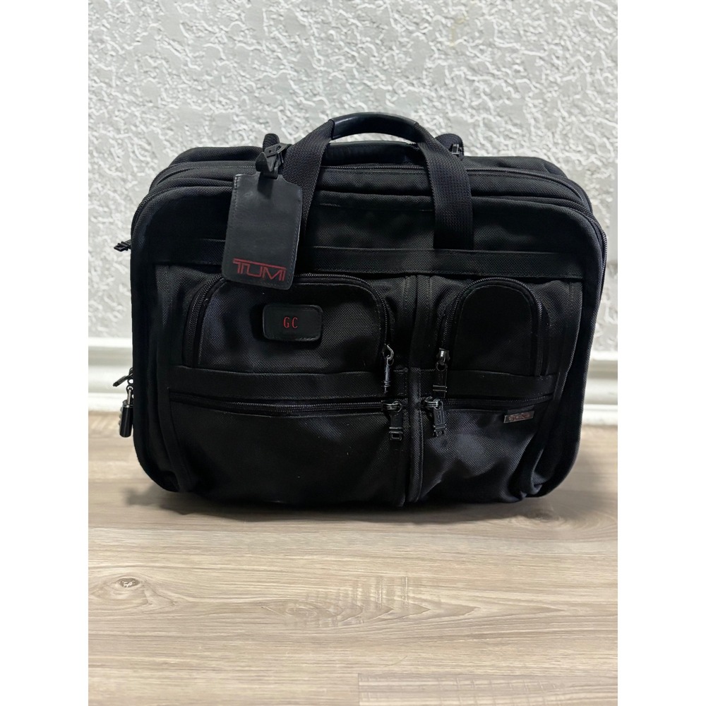 Tumi Alpha Deluxe Wheeled Briefcase Black Ballistic Nylon Laptop Bag 2207D3‎